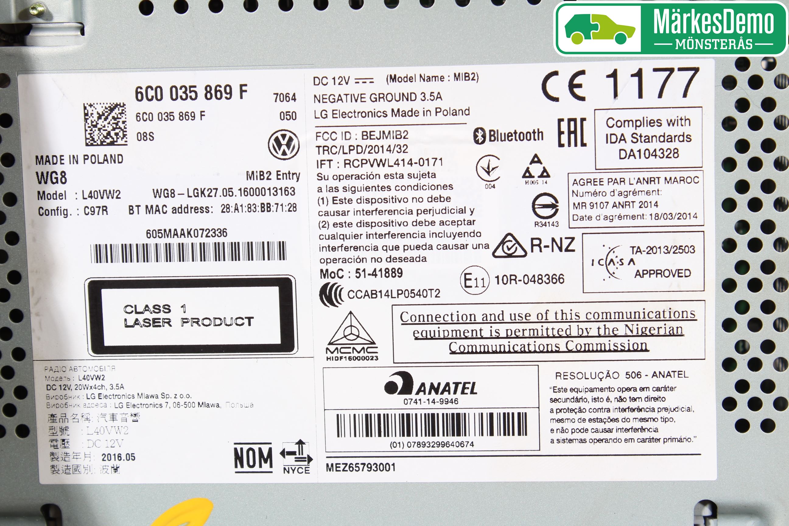 Volkswagen VW POLO 10-17 Radio