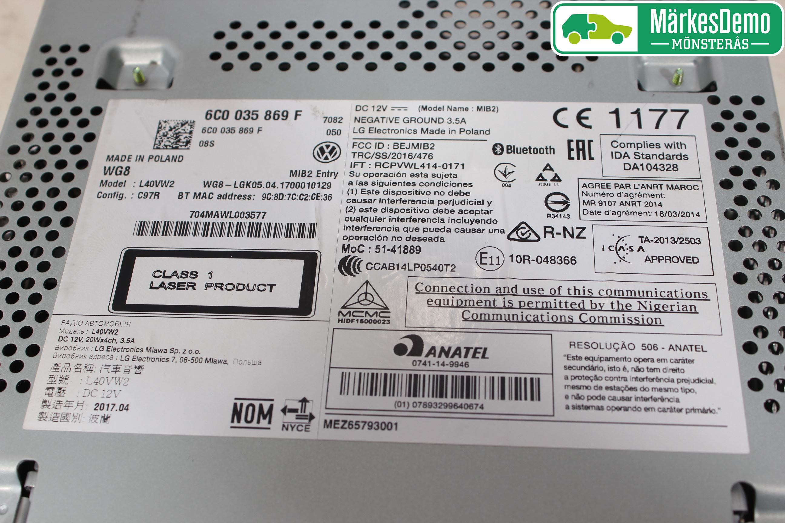 Volkswagen VW POLO 10-17 Radio