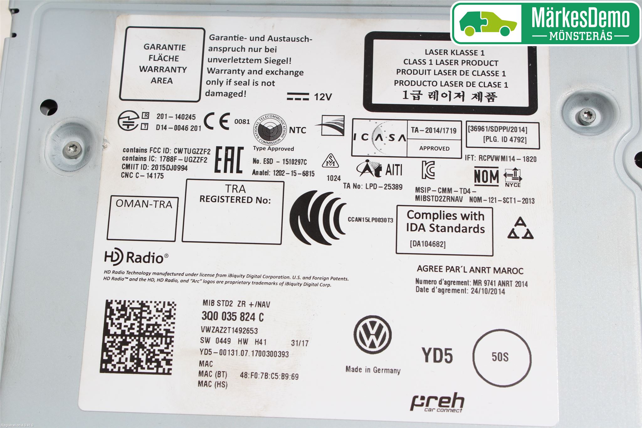 Volkswagen VW GOLF / E-GOLF VII 13-20 Radio