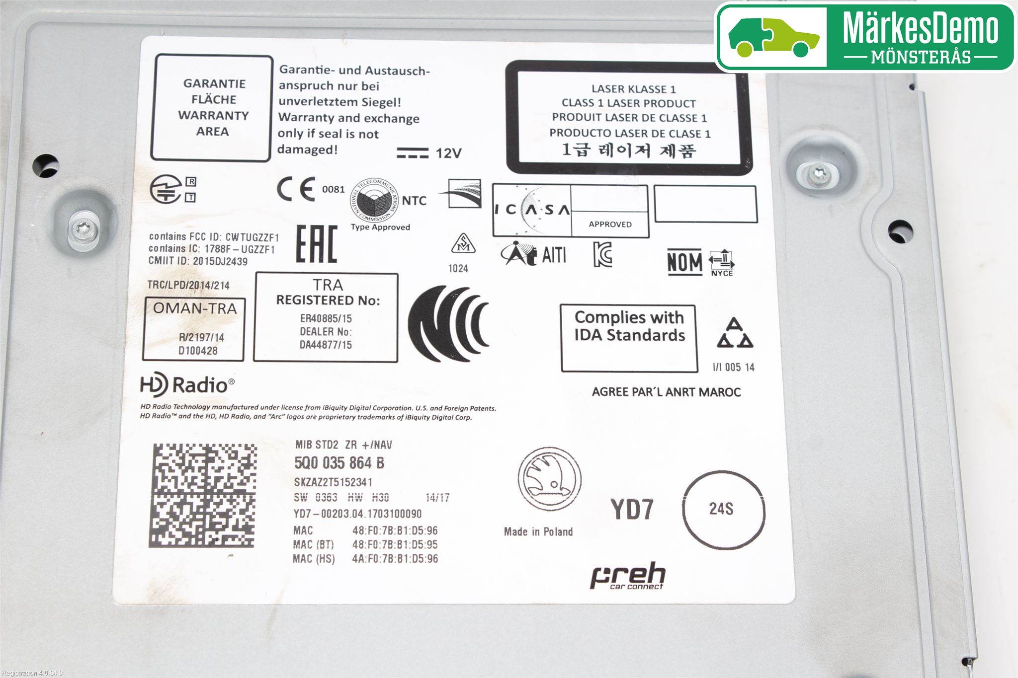 Skoda SUPERB 16-24 Radio