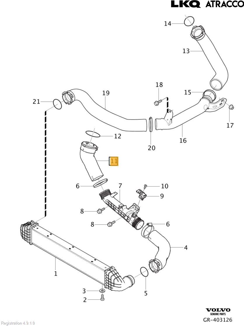 Volvo V40 12-19 Laddluft-Intercoolerrör