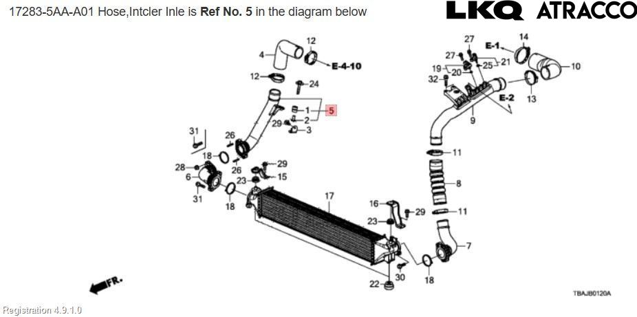 Honda CIVIC 17-22 Laddluft-Intercoolerrör