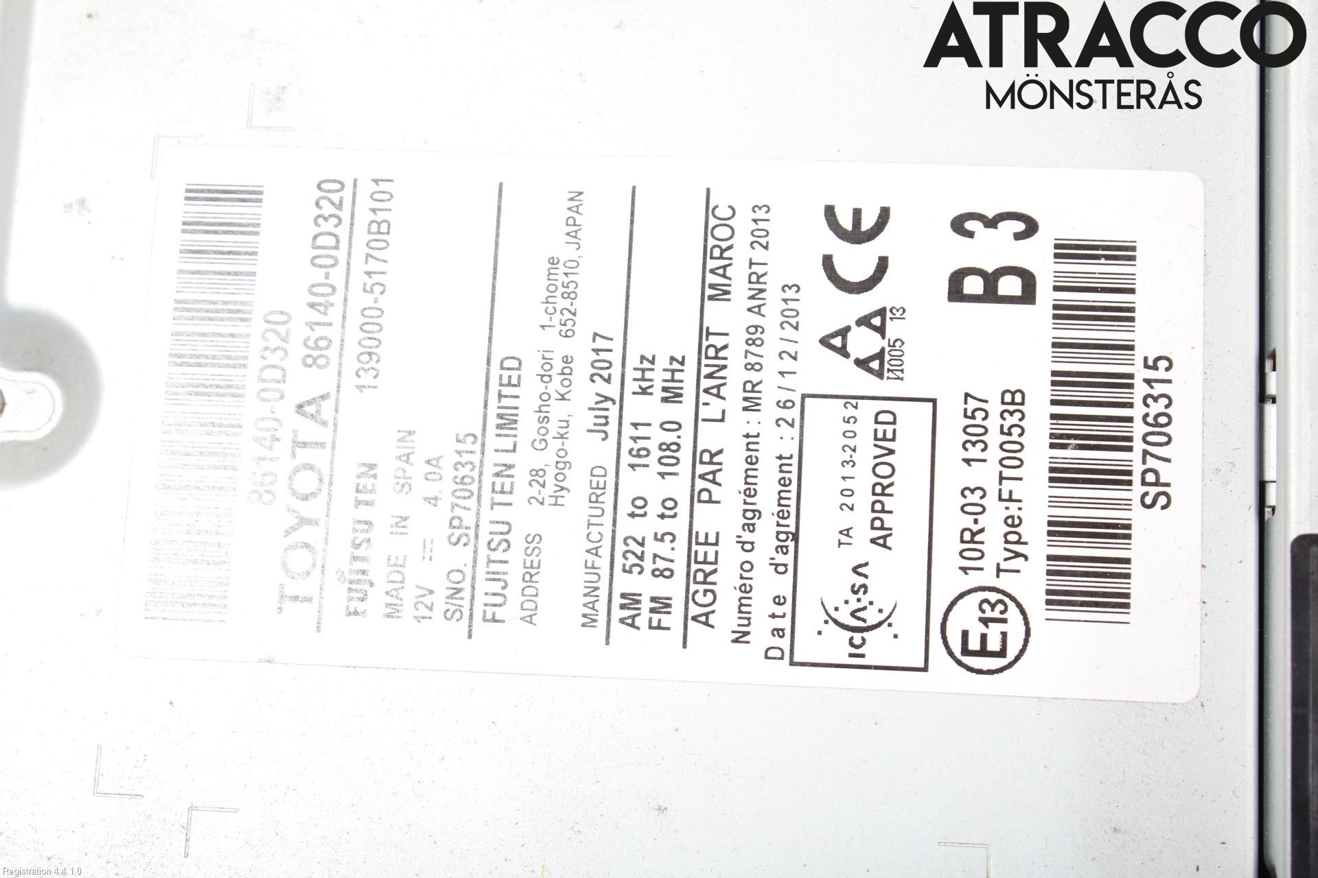 Toyota YARIS XP130 15-20 Cd Radio - Multimediapanel