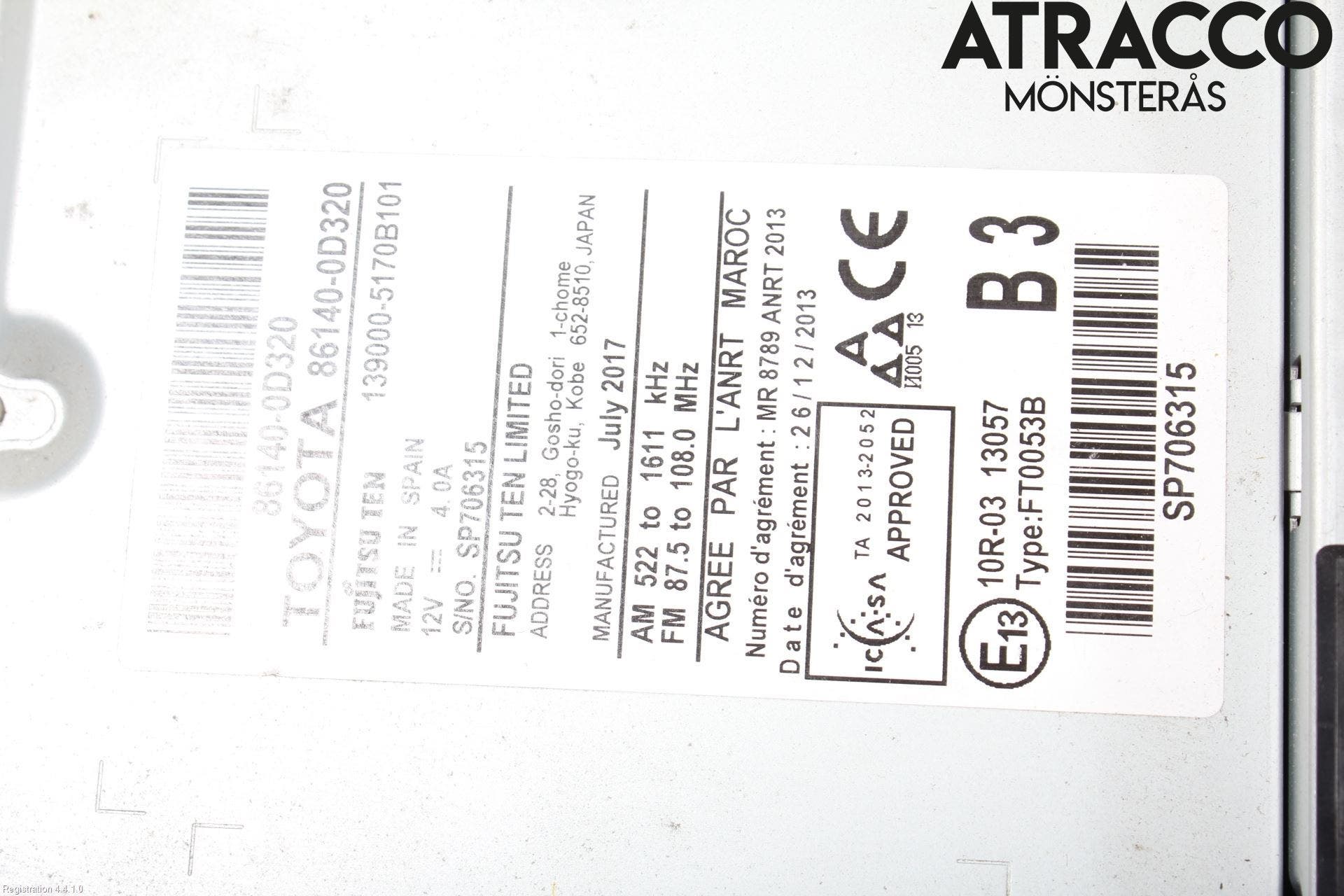 Toyota YARIS XP130 15-20 Cd Radio - Multimediapanel