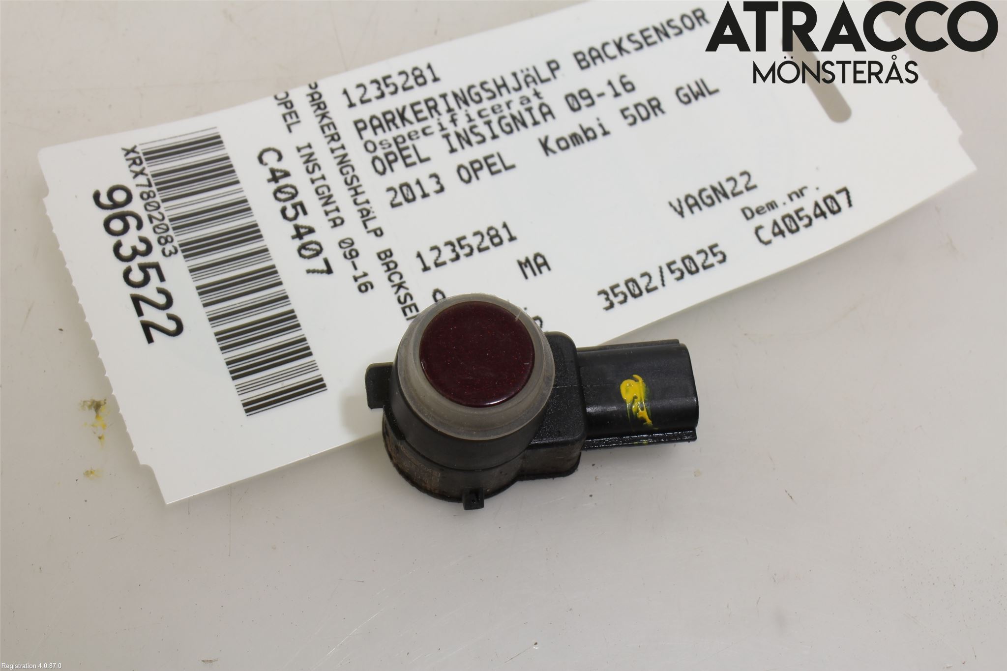Opel INSIGNIA 09-16 Parkeringshjälp Backsensor