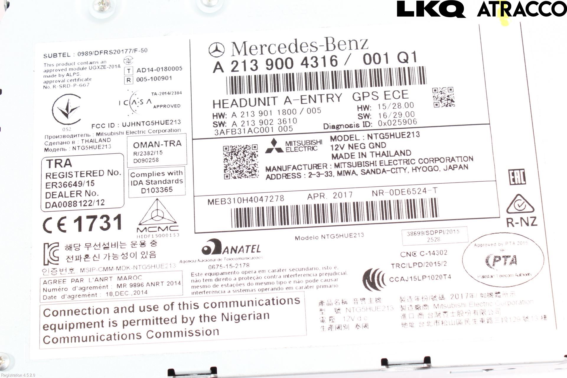 Mercedes-Benz MB E-KLASS (W213) 16-23 Cd Radio - Multimediapanel