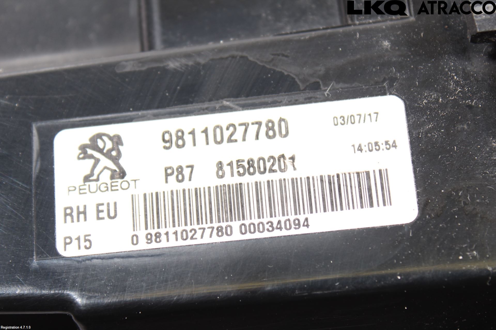 Peugeot 5008 17-24 Bakljus Lucka Hö