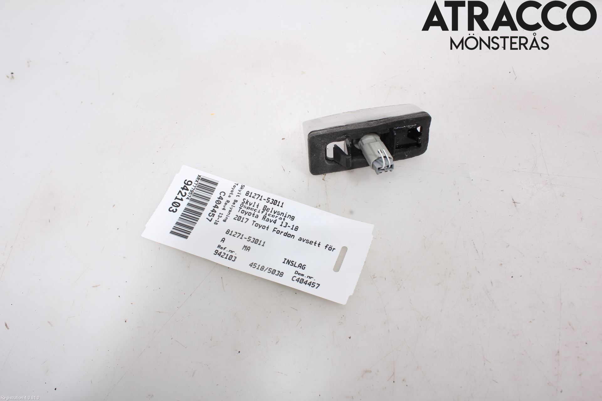 Toyota RAV4 13-18 Skylt Belysning