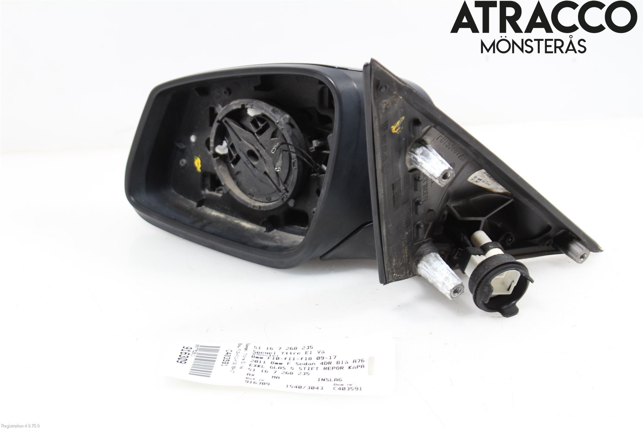 BMW 5 F10/F11/F18 09-17 Spegel Yttre El Vä