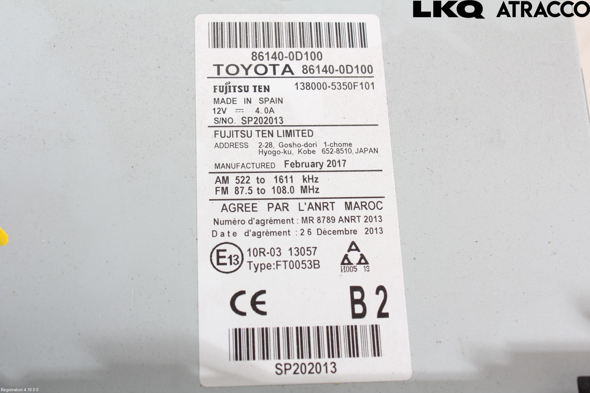 Toyota YARIS XP130 12-14 Cd Radio - Multimediapanel