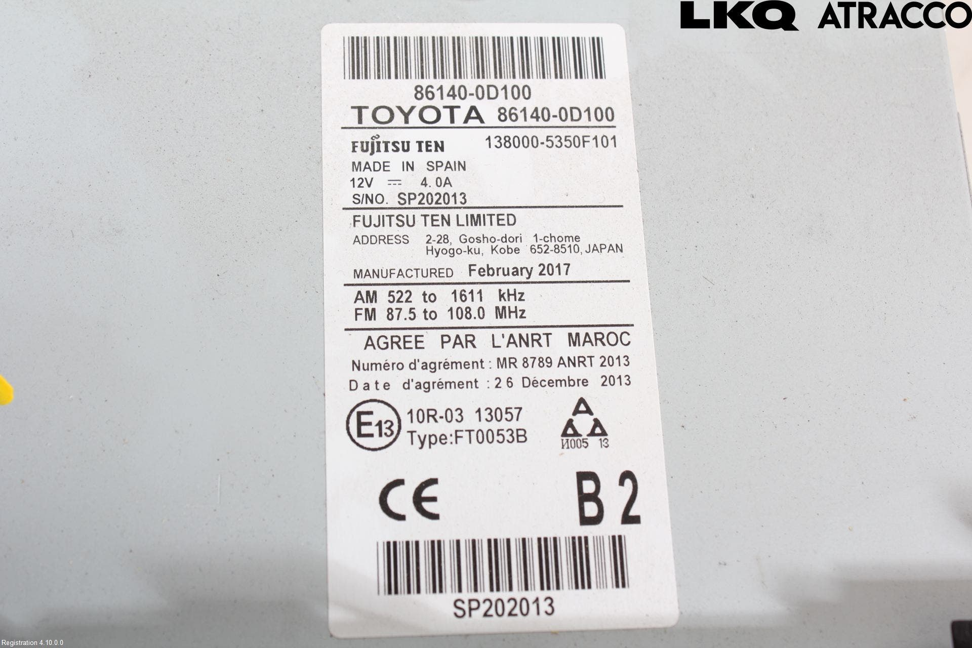Toyota YARIS XP130 12-14 Cd Radio - Multimediapanel