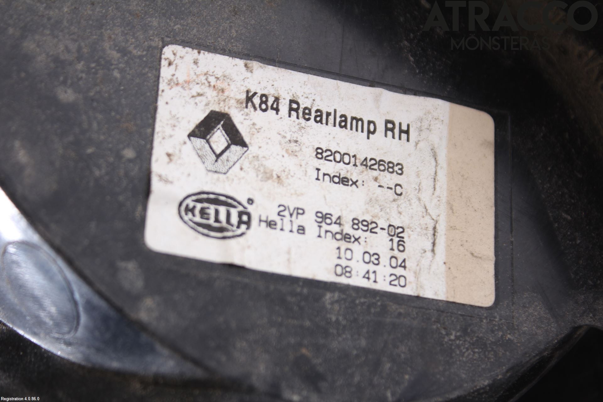 Renault MÉGANE II  03-05 Bakljus Höger