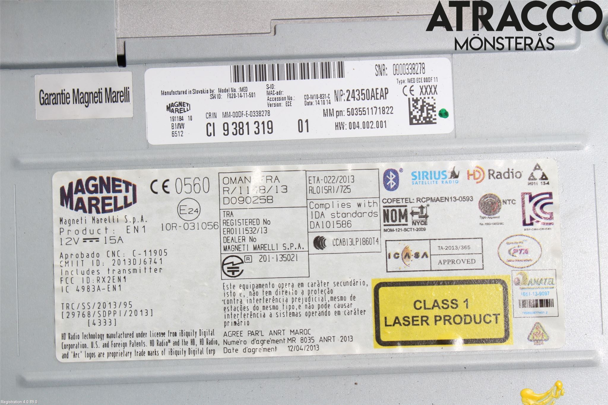 BMW 3 F30/F31/F80 12-19 Cd Radio - Multimediapanel