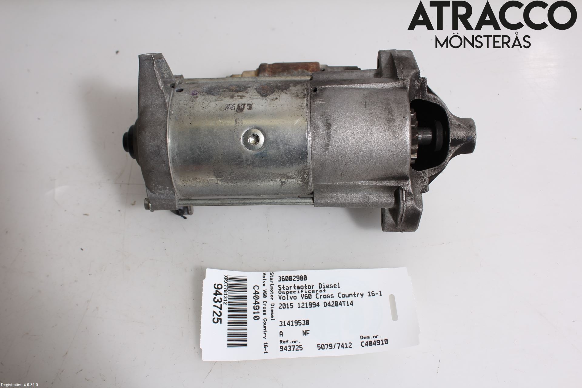 Volvo V60 CROSS COUNTRY 16-18 Startmotor Diesel