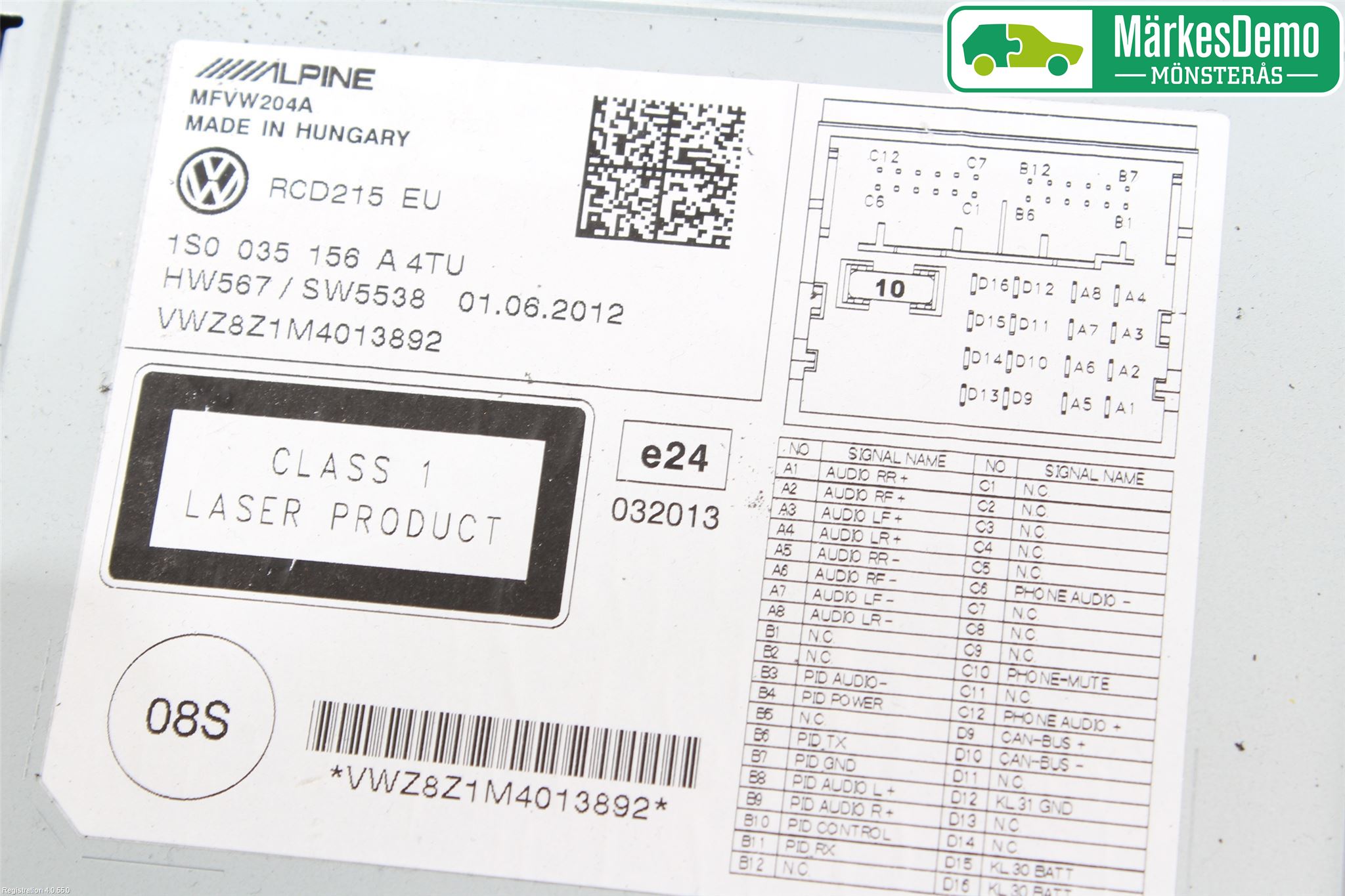 Volkswagen VW UP! / E-UP! Radio