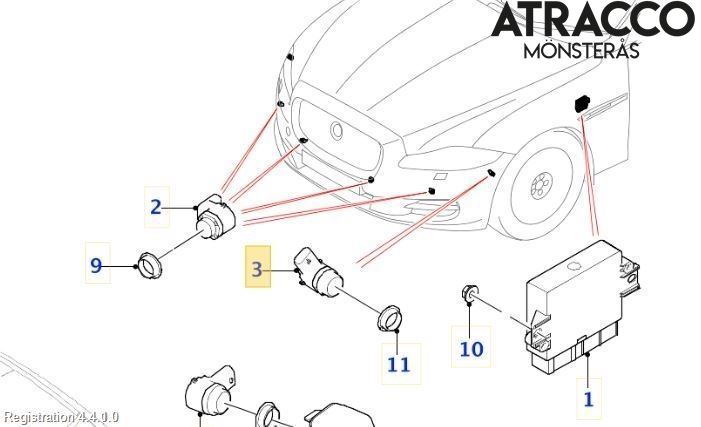 Jaguar XJ X351        10- Parkeringshjälp Frontsensor