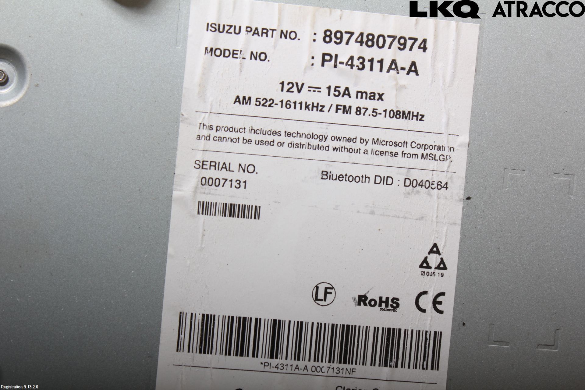 Isuzu D-MAX Cd Radio - Multimediapanel