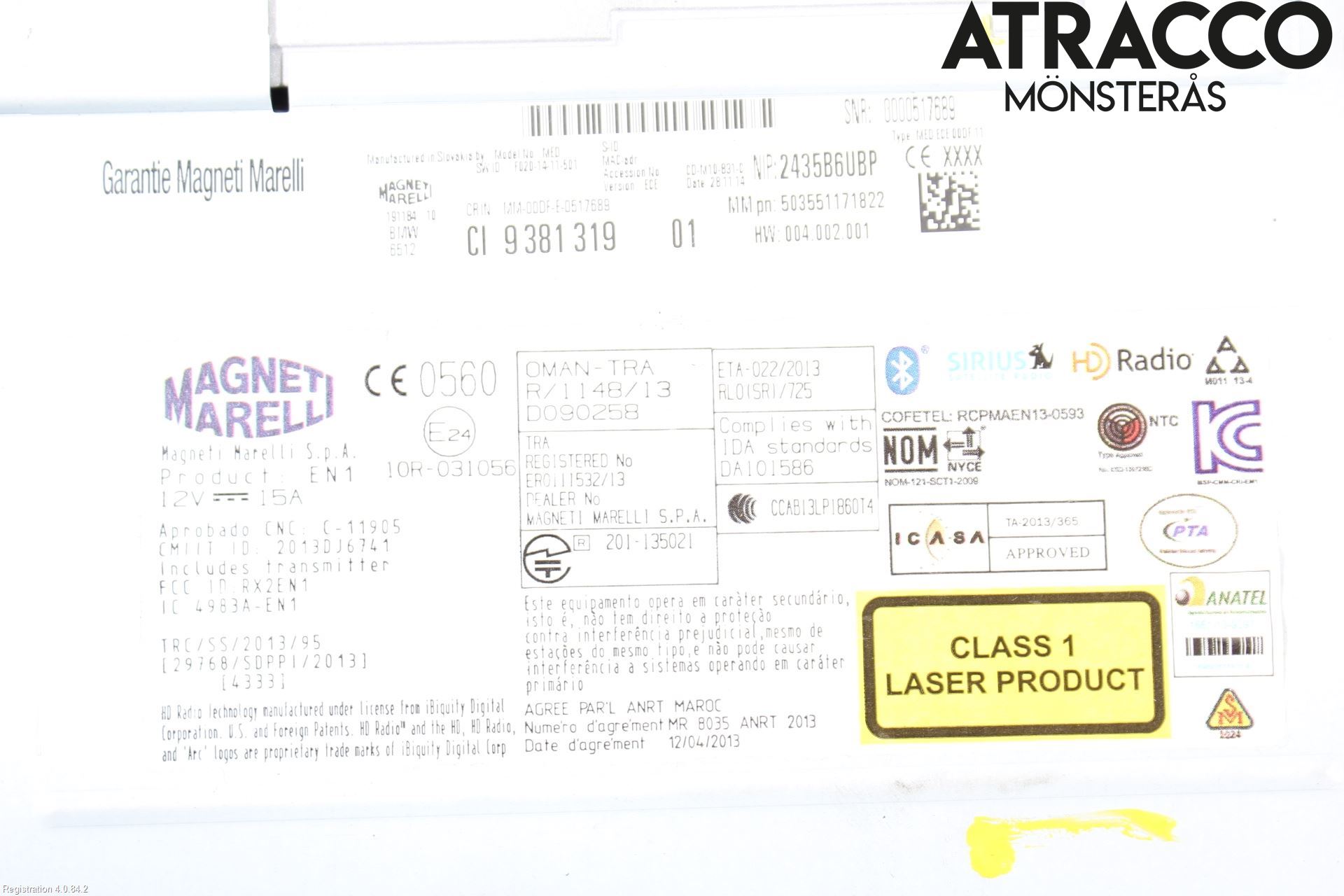 BMW 4 F32/F33/F82/F83 13-20 Cd Radio - Multimediapanel