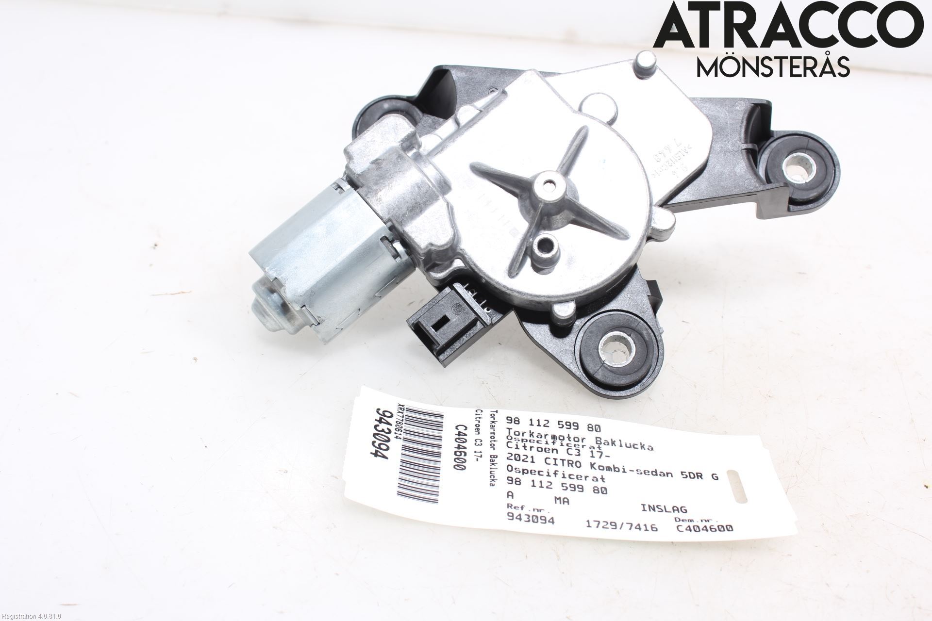 Citroen COTROEN C3 17-24 Torkarmotor Baklucka