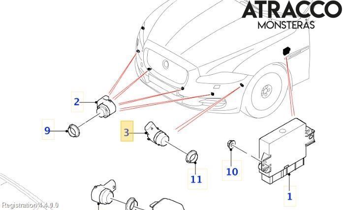 Jaguar XJ X351        10- Parkeringshjälp Frontsensor