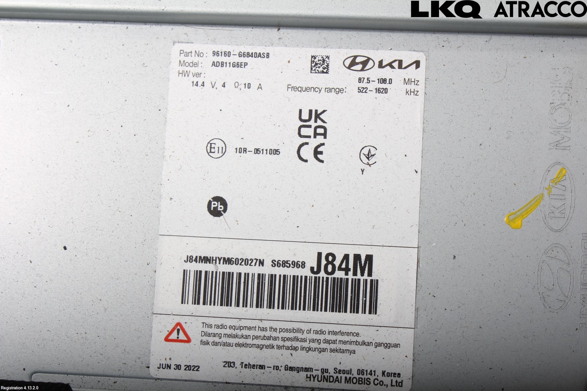 Kia PICANTO 17- Cd Radio - Multimediapanel