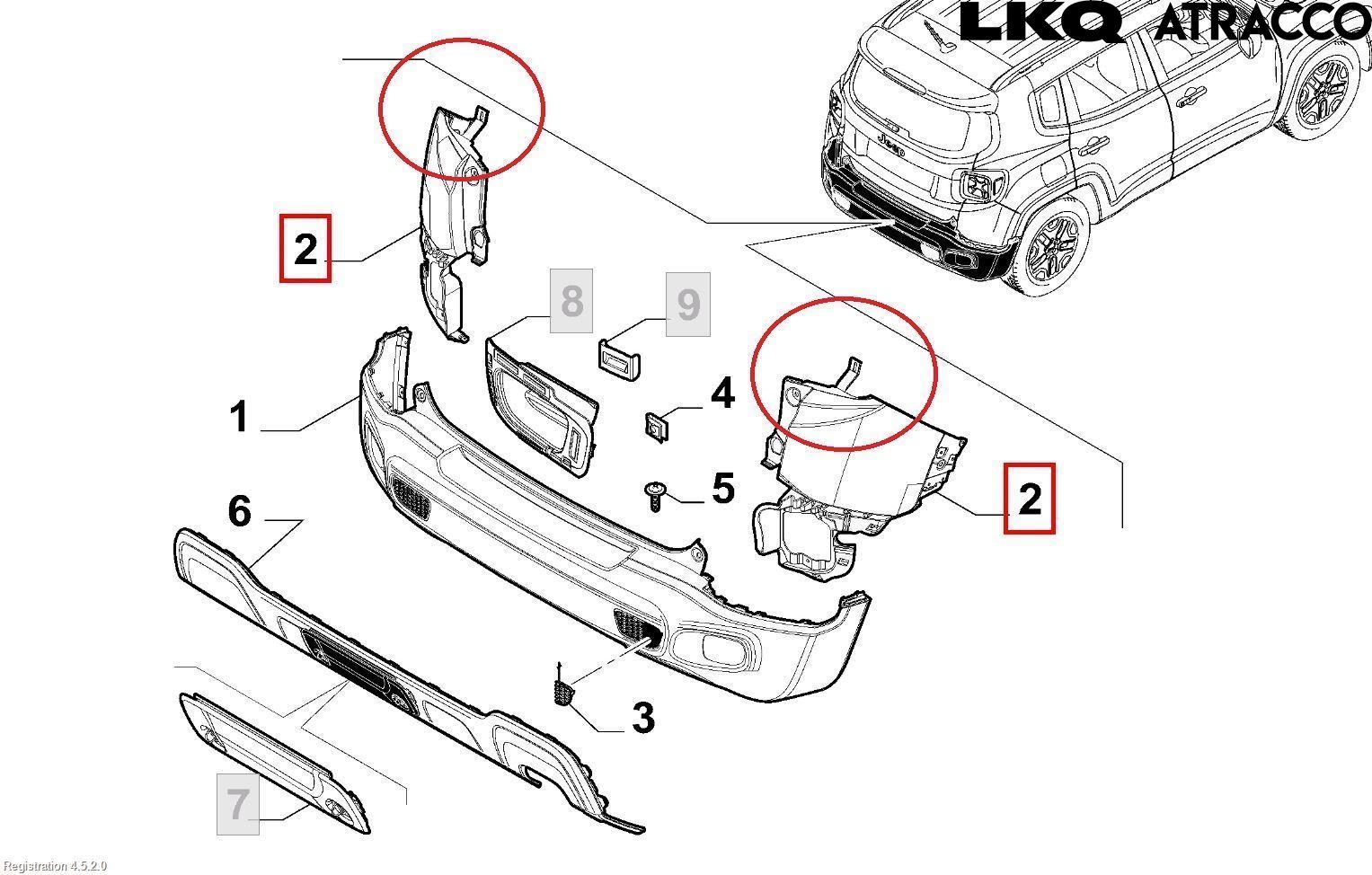 Jeep RENEGADE Stötfångardel Bak Hö