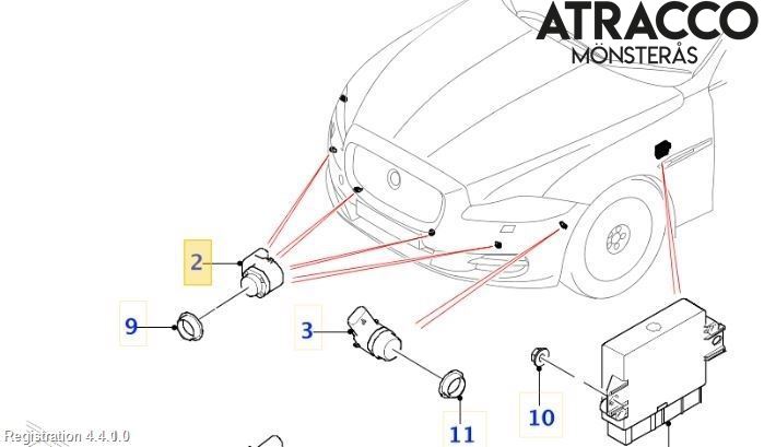 Jaguar XJ X351        10- Parkeringshjälp Frontsensor