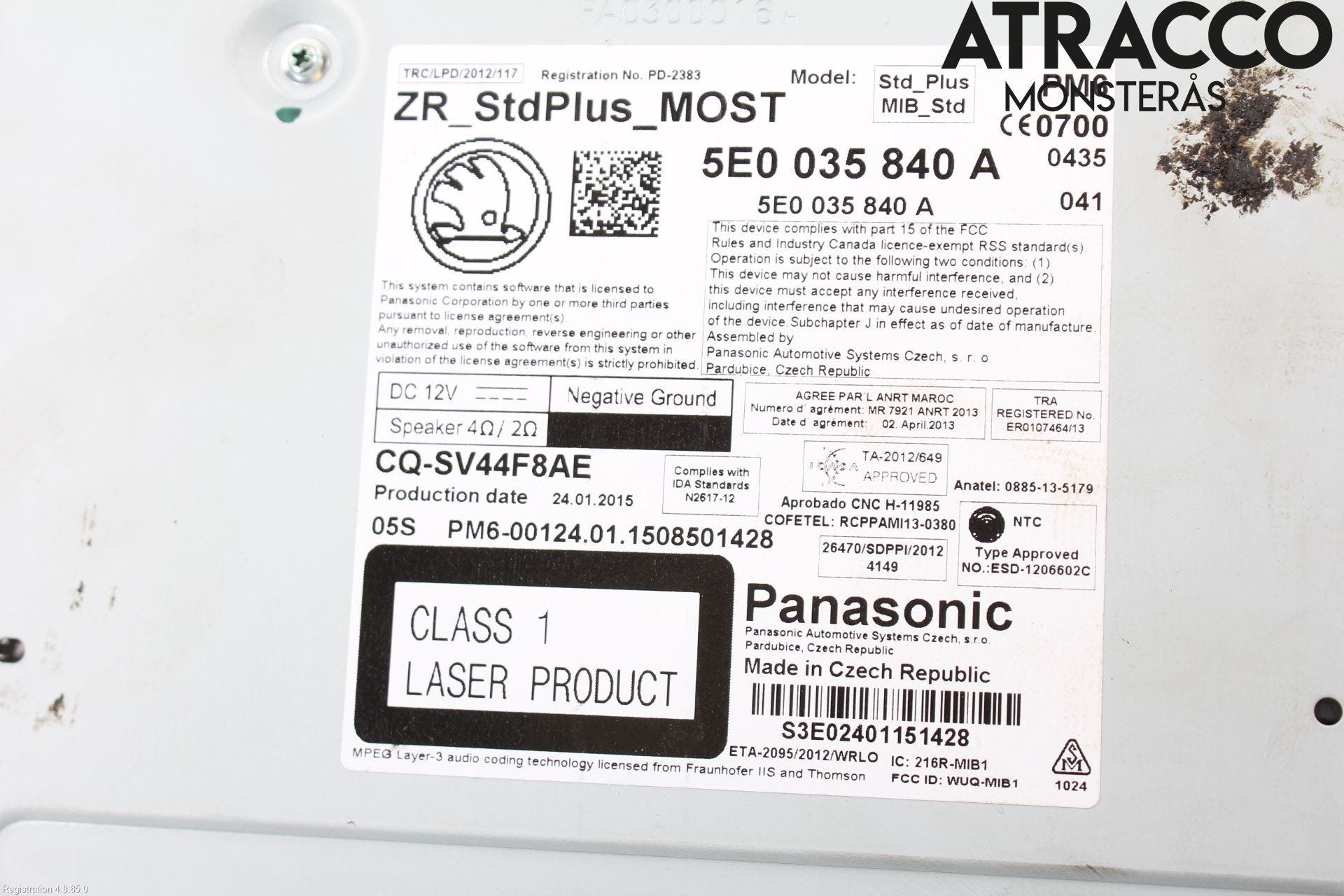 Skoda OCTAVIA (5E) 13-20 Cd Radio - Multimediapanel