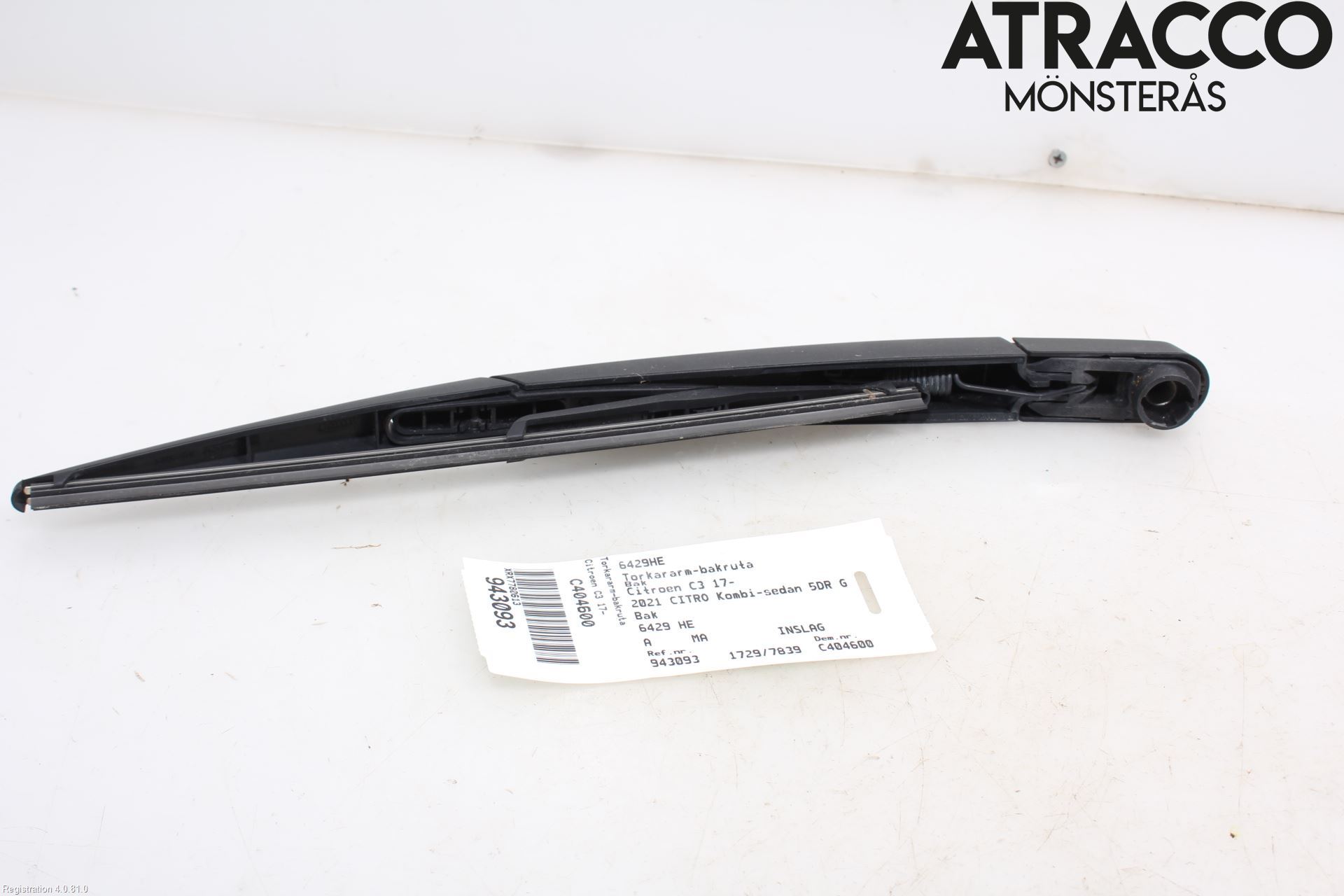 Citroen COTROEN C3 17-24 Torkararm-Bakruta