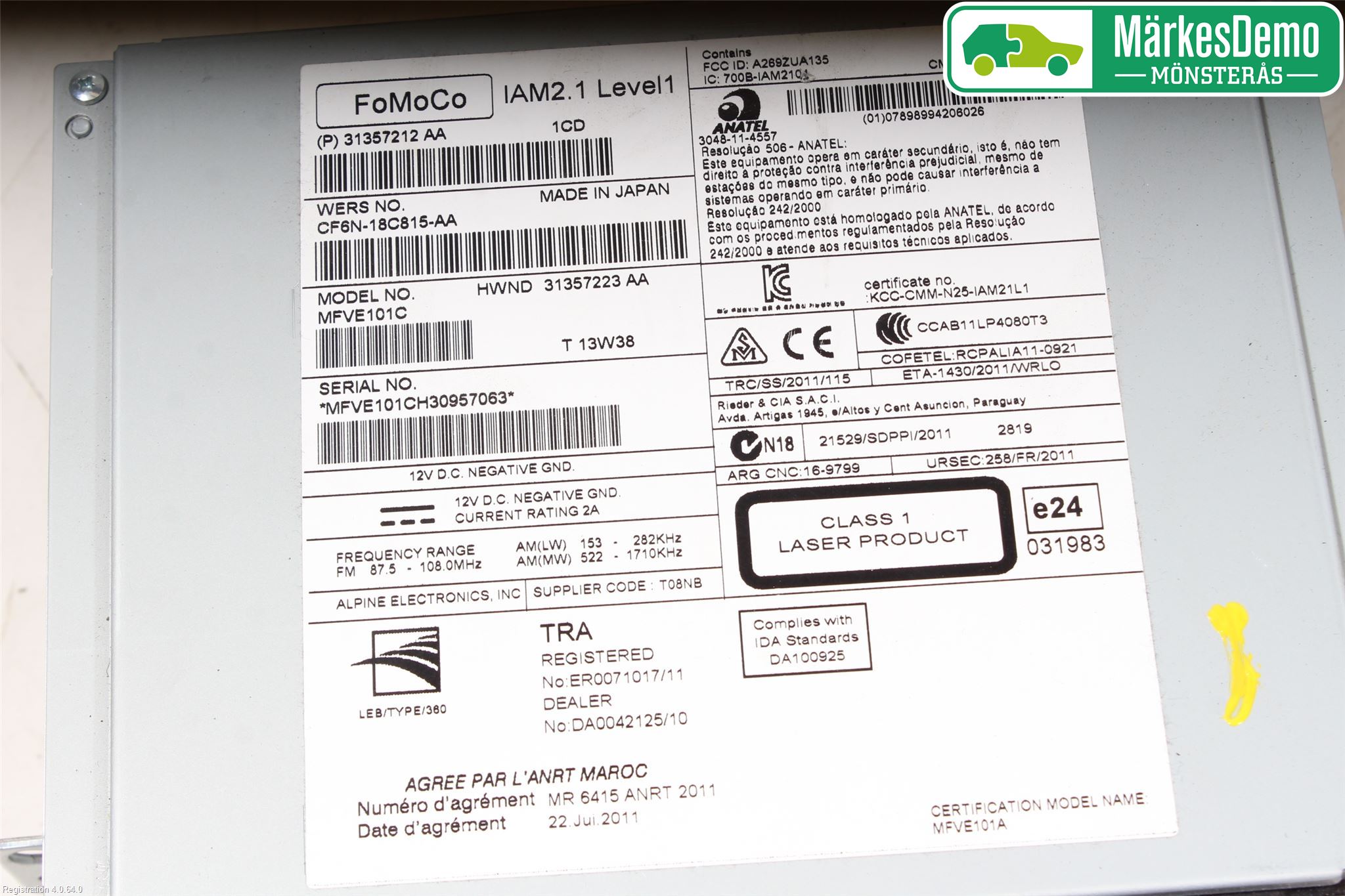 Volvo V70 14-16 Radio