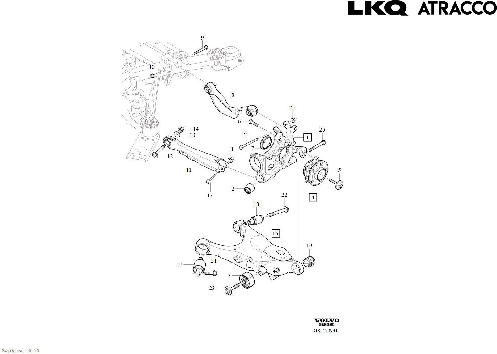 Volvo V60 19- Bärarm Bak Övre Höger
