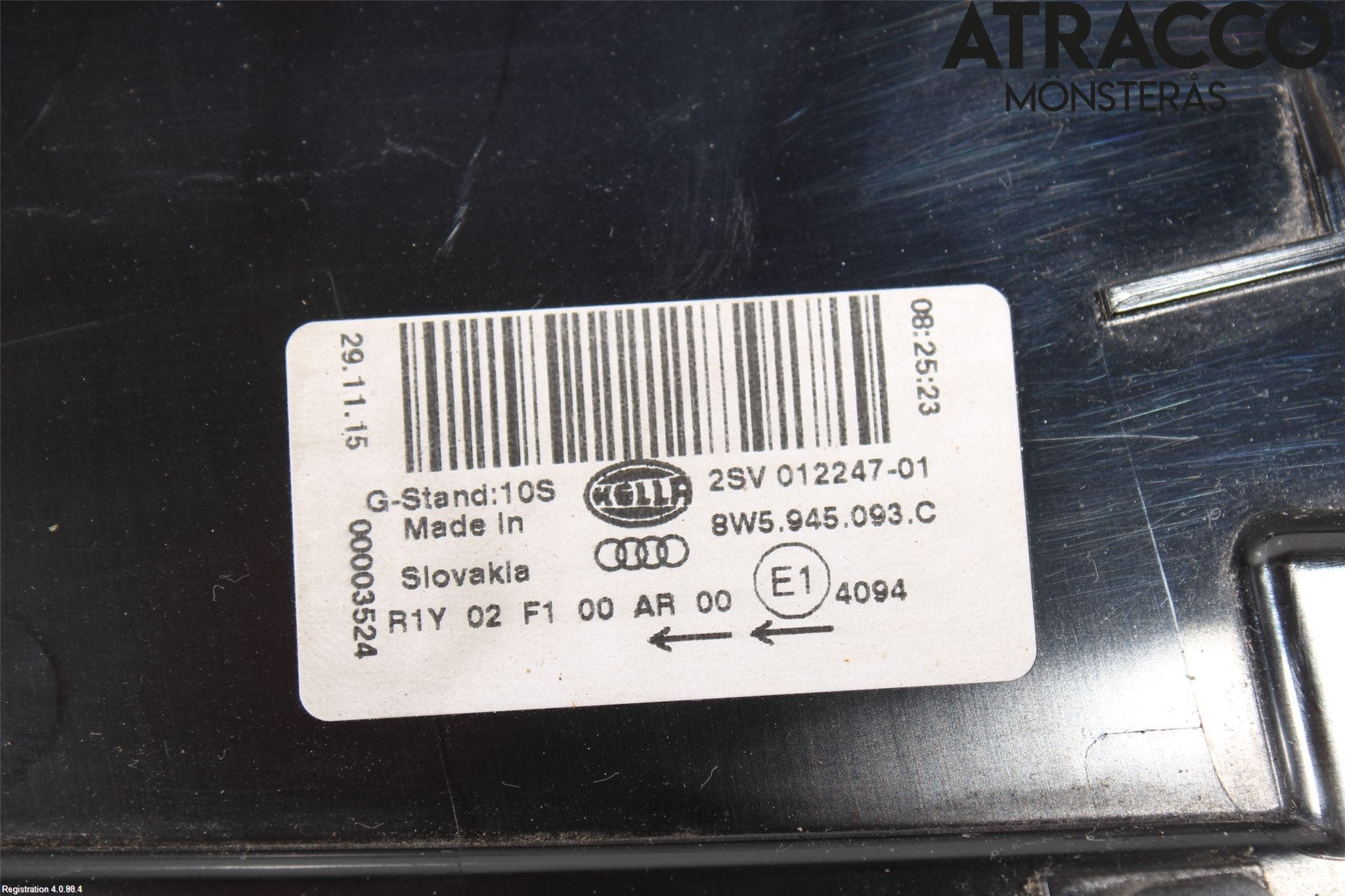 Audi A4/S4 B9 16-19 Bakljus Lucka Vä