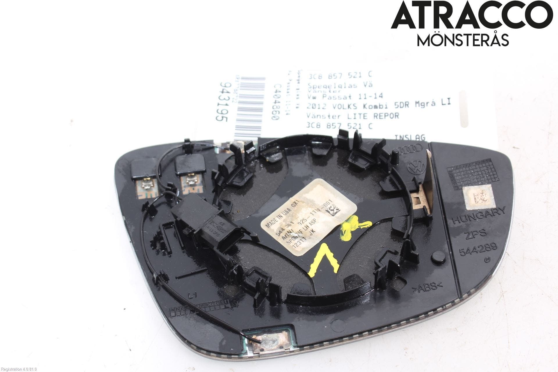 Volkswagen VW PASSAT 11-14 Spegelglas Vä