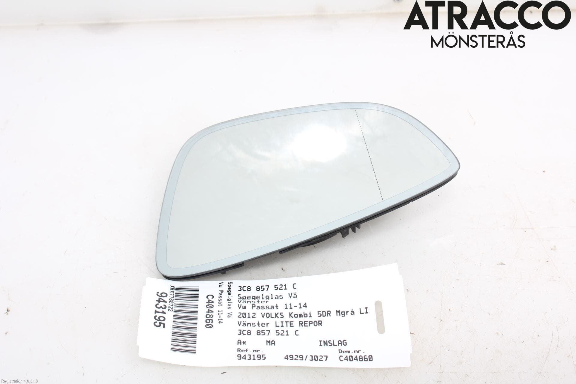 Volkswagen VW PASSAT 11-14 Spegelglas Vä