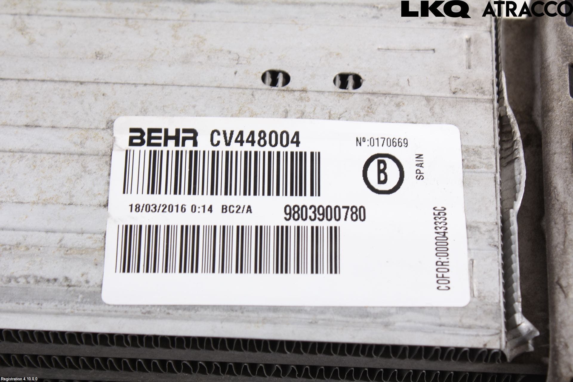 Citroen C4 CACTUS 14-20 Laddluft-Intercooler Kyl