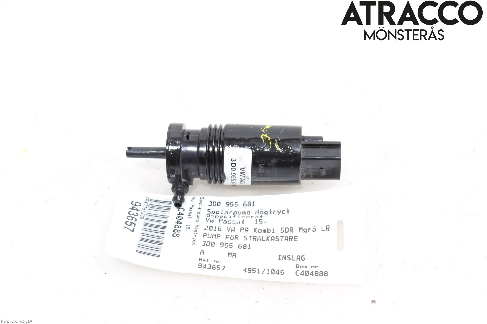 Volkswagen VW PASSAT 15-19 Spolarpump Högtryck