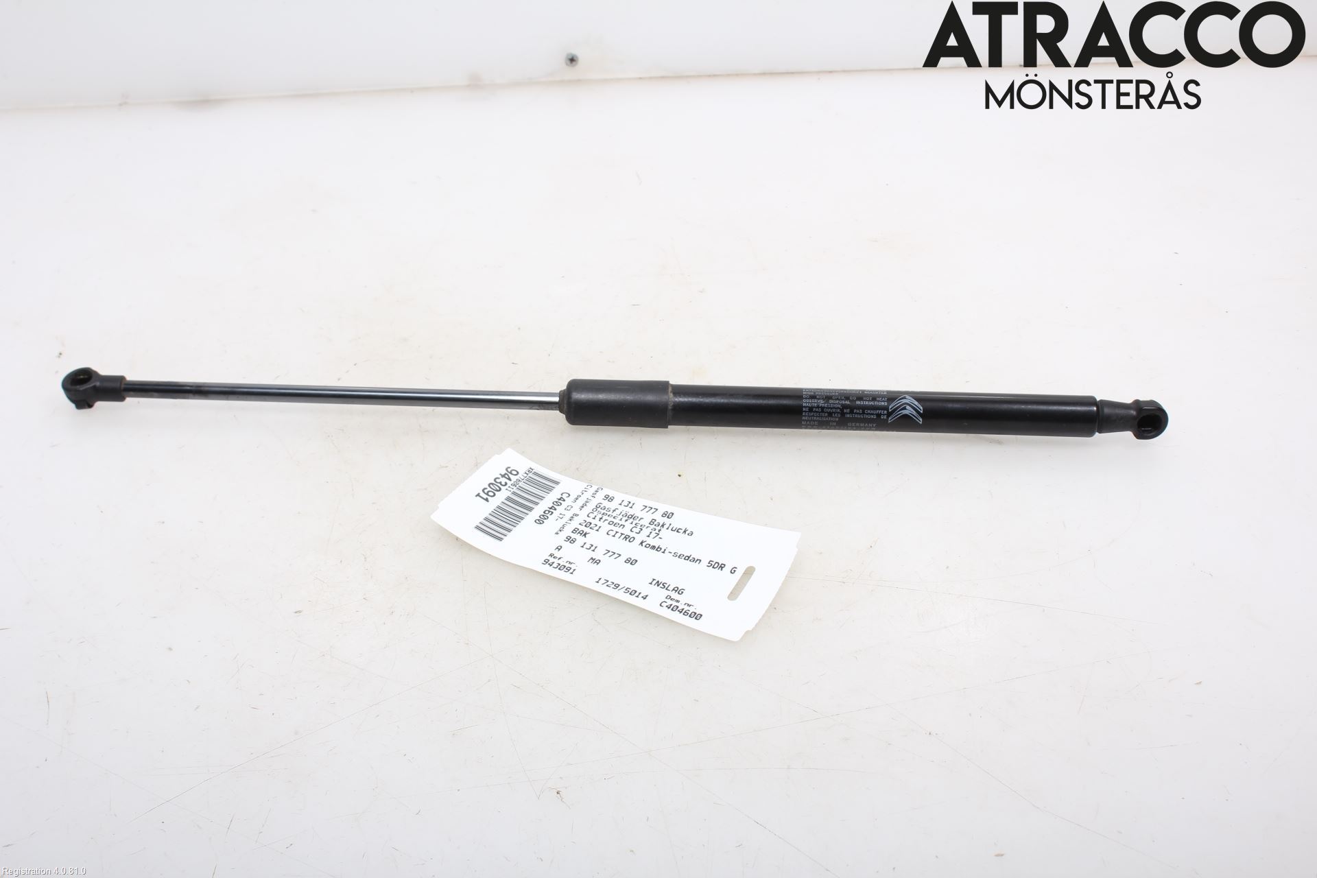 Citroen COTROEN C3 17-24 Gasfjäder Baklucka