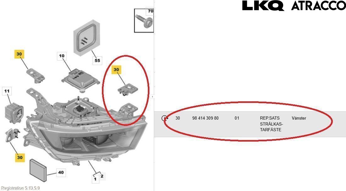 Opel ASTRA L 22- Strålkastare Vänster