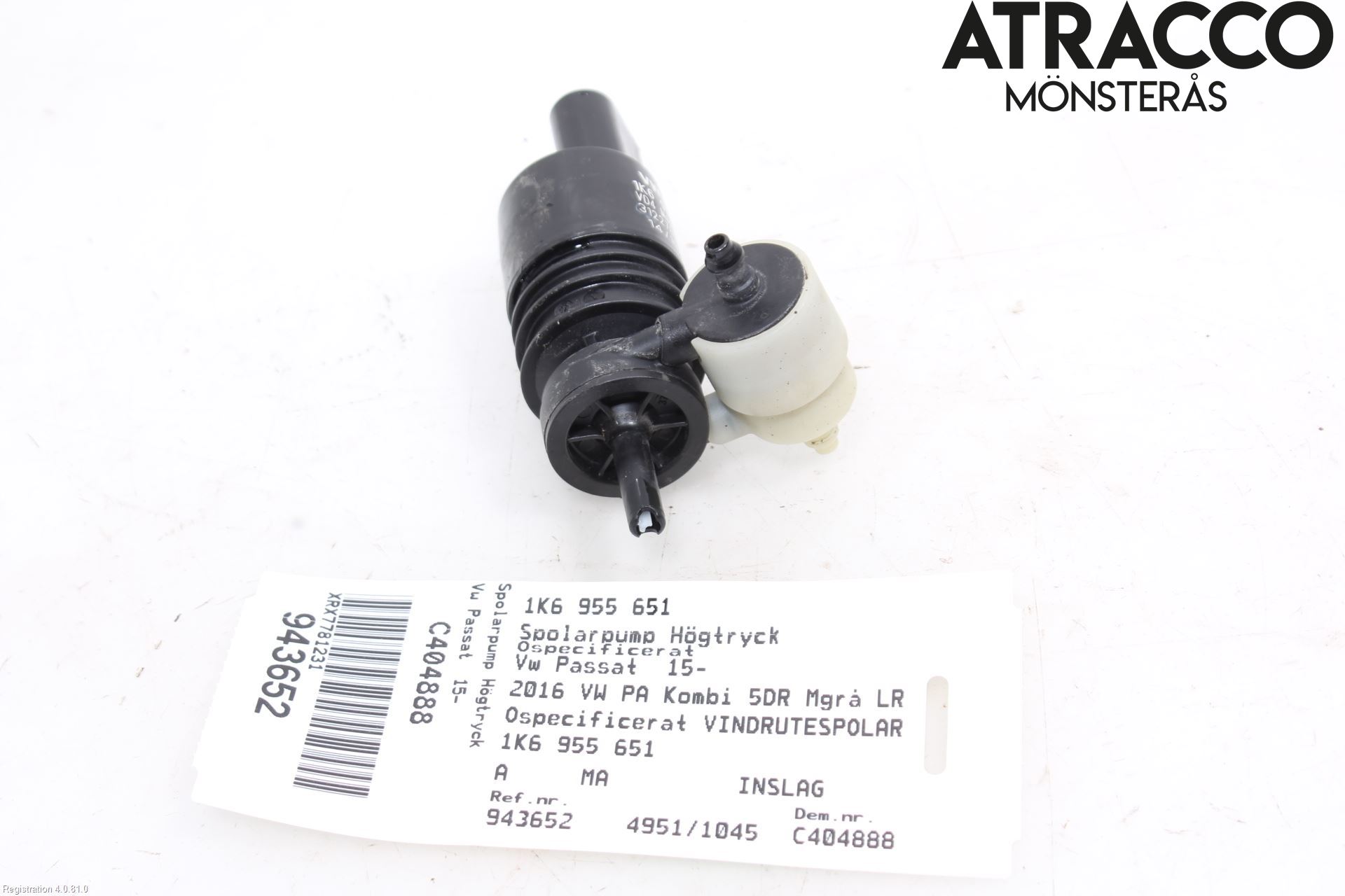 Volkswagen VW PASSAT 15-19 Spolarpump Vindruta