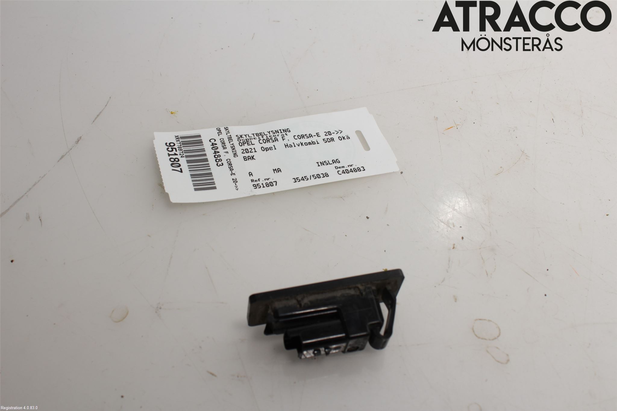 Opel CORSA F, CORSA-E 20- Skylt Belysning