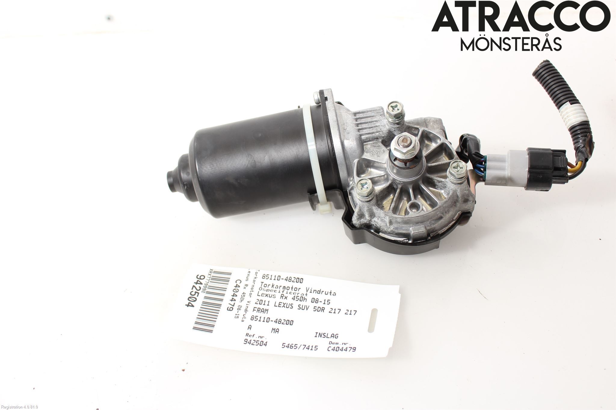 Lexus RX AL10 09-15 Torkarmotor Vindruta