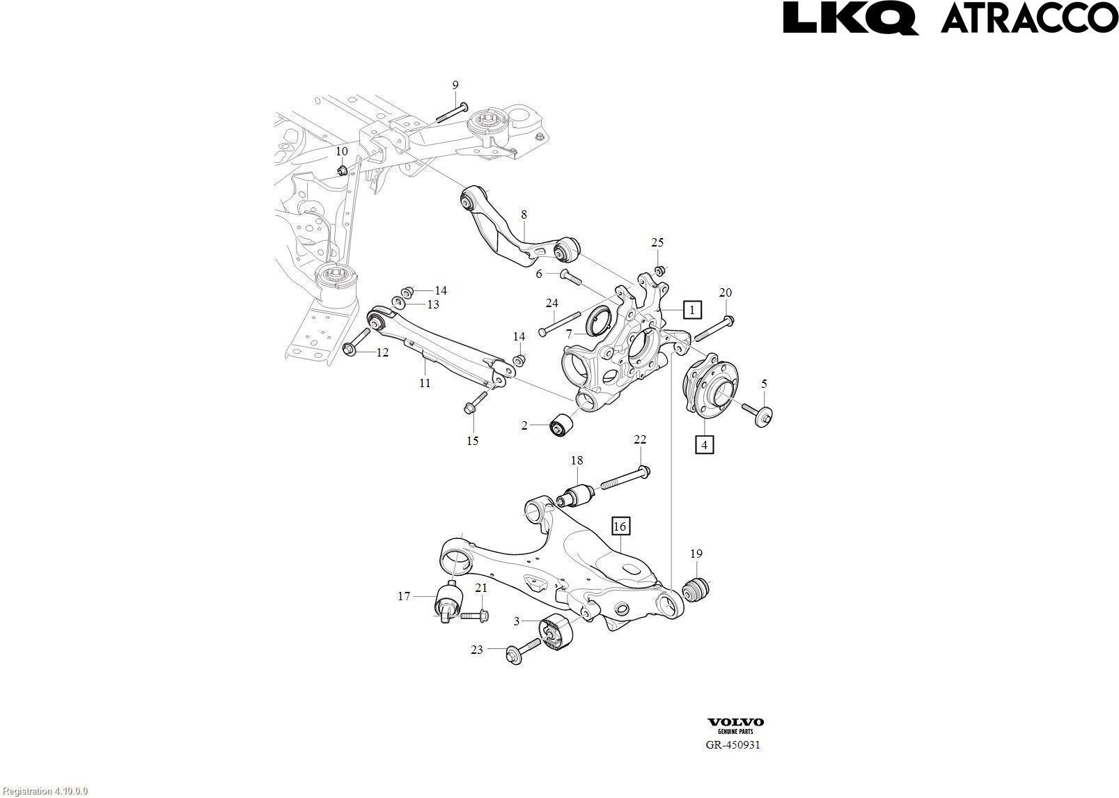 Volvo V60 19- Bärarm Bak Vänster