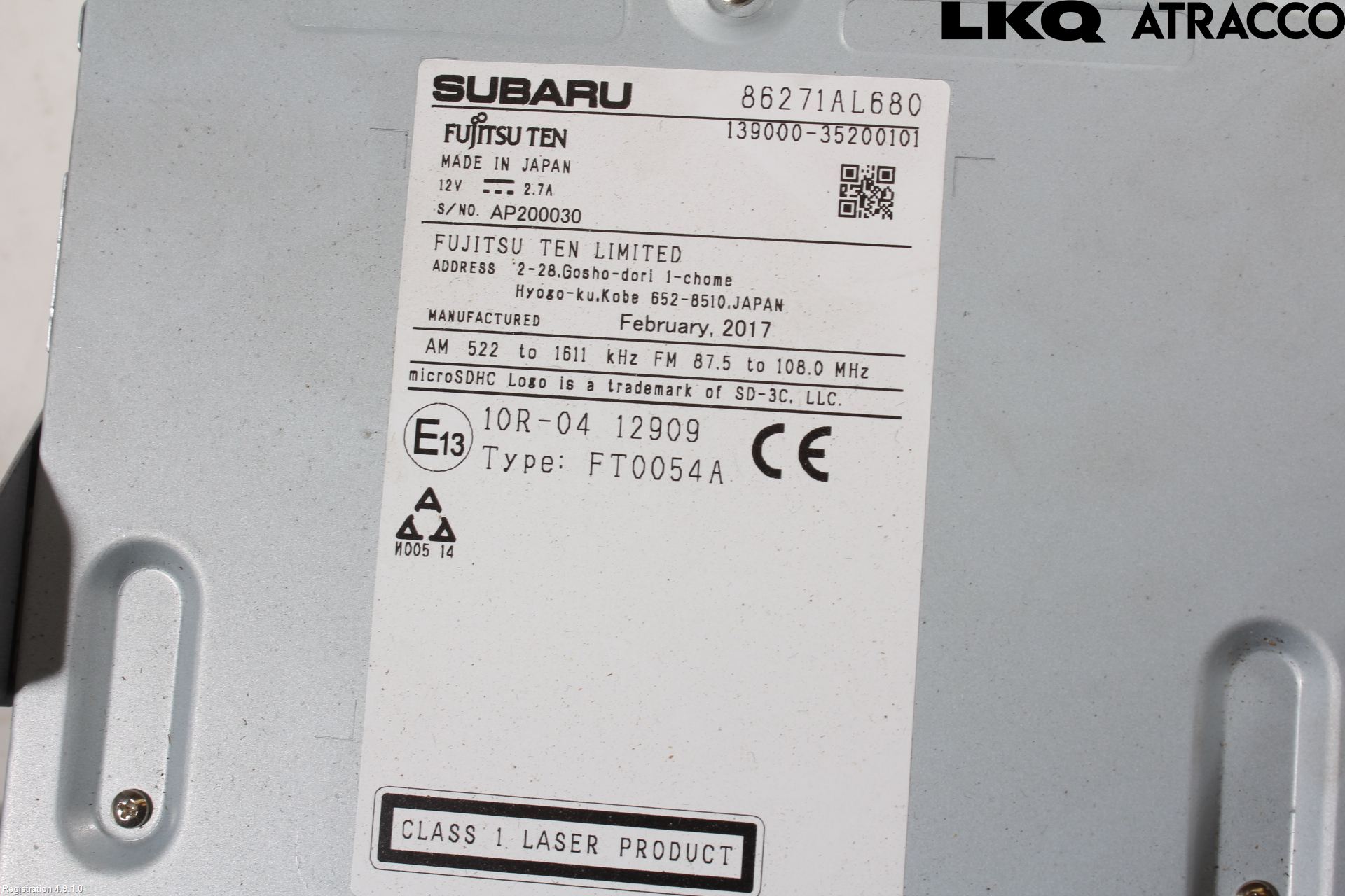 Subaru OUTBACK 15-20 Cd Radio - Multimediapanel