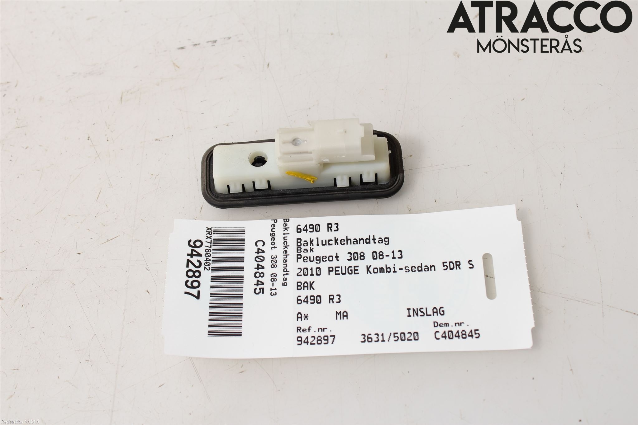 Peugeot 308 08-13 Bakluckehandtag