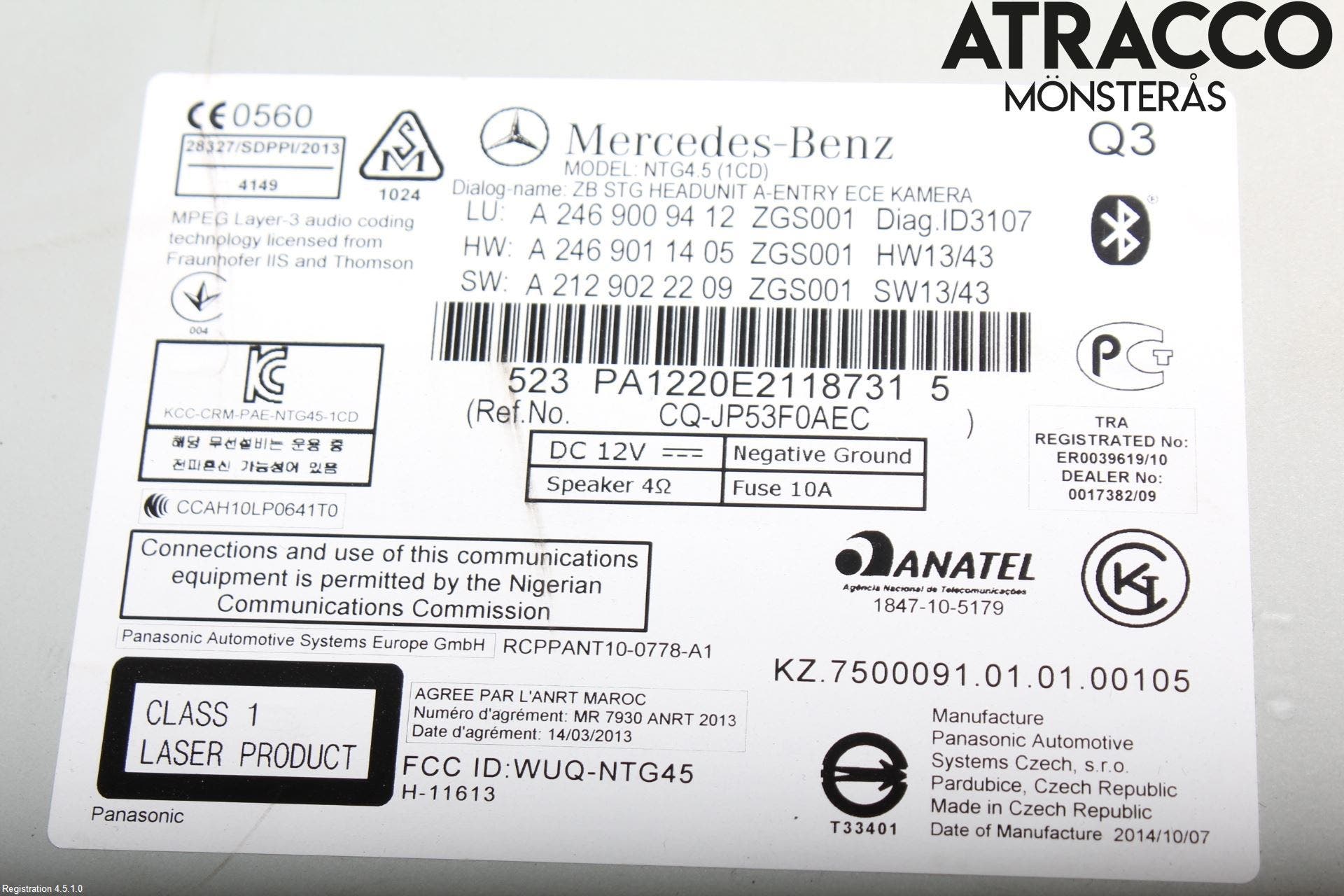 Mercedes-Benz MB A-KLASS (W176) 13-18 Cd Radio - Multimediapanel