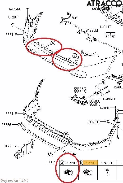 Kia SORENTO 15-20 Parkeringshjälp Backsensor