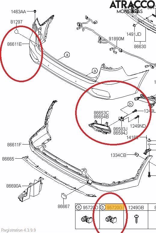 Kia SORENTO 15-20 Parkeringshjälp Backsensor