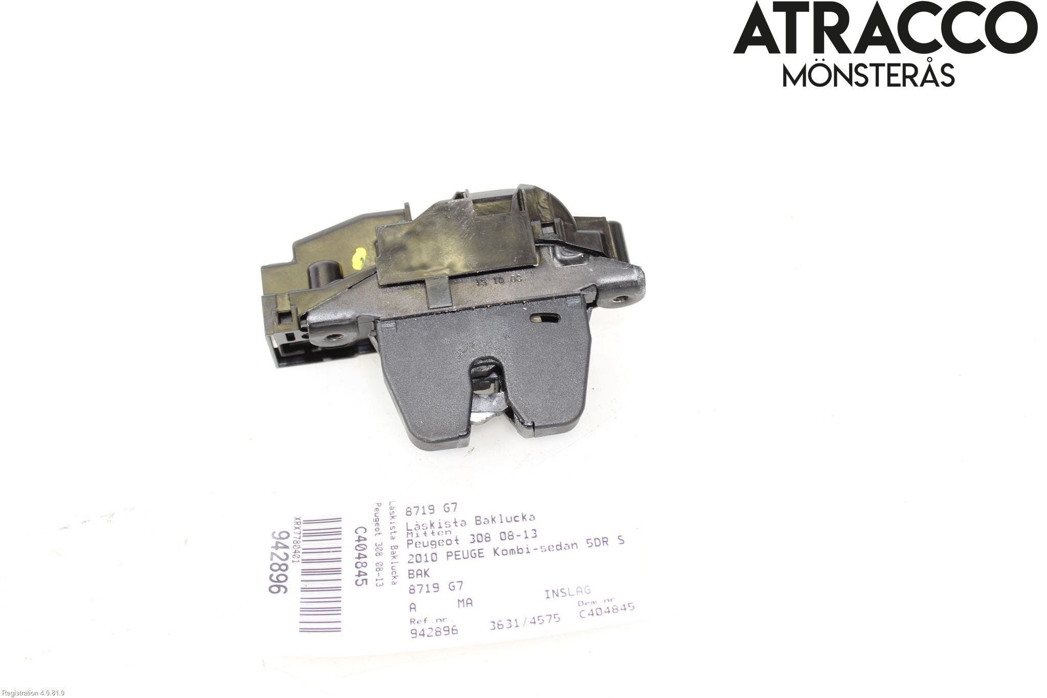 Peugeot 308 08-13 Låskista Baklucka