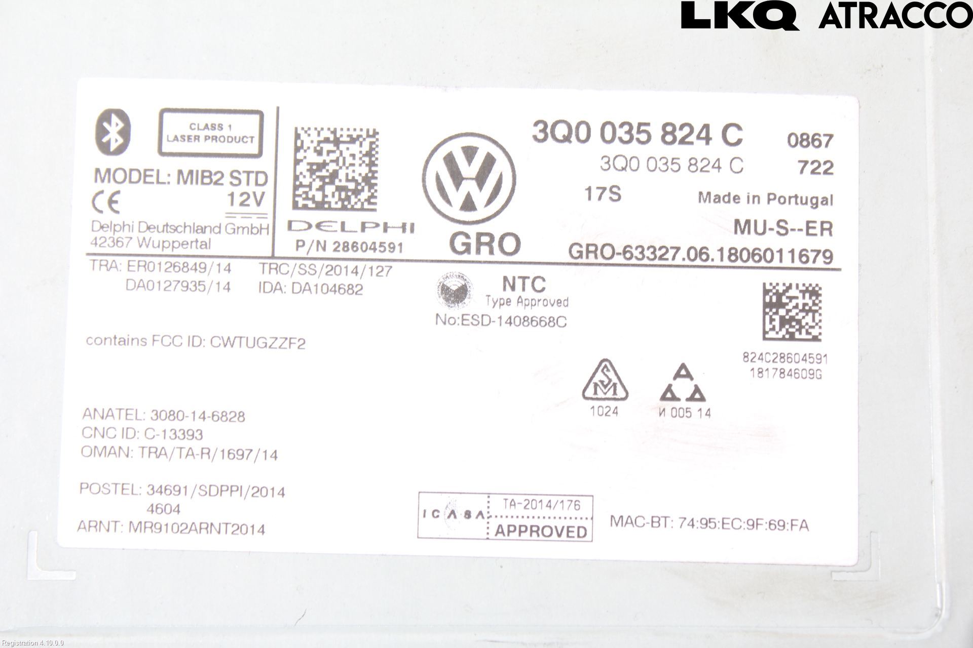 Volkswagen VW TIGUAN 16-24 Cd Radio - Multimediapanel