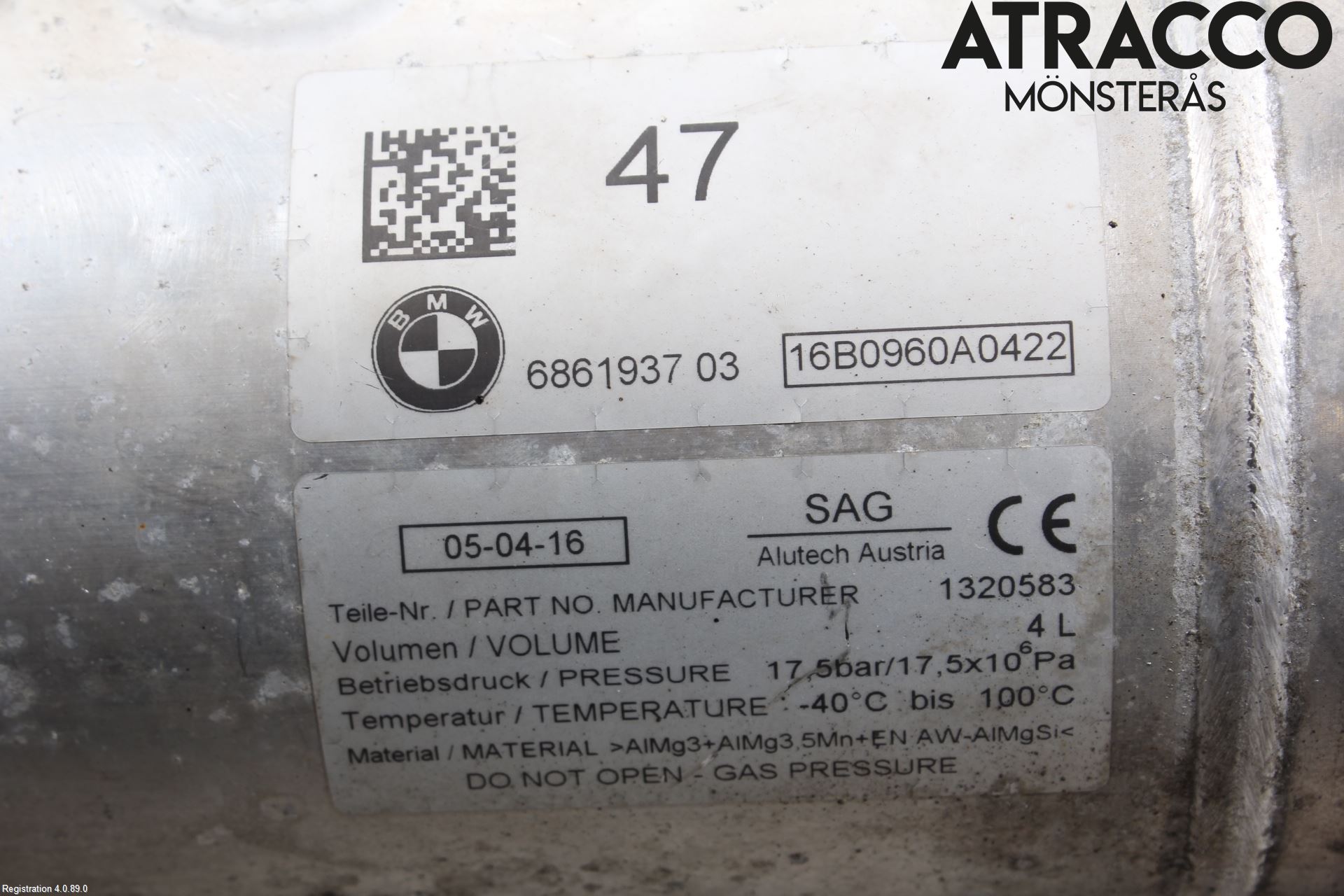 BMW 7 G11/G12 15-22 Nivå/Luftförändring Trycktank